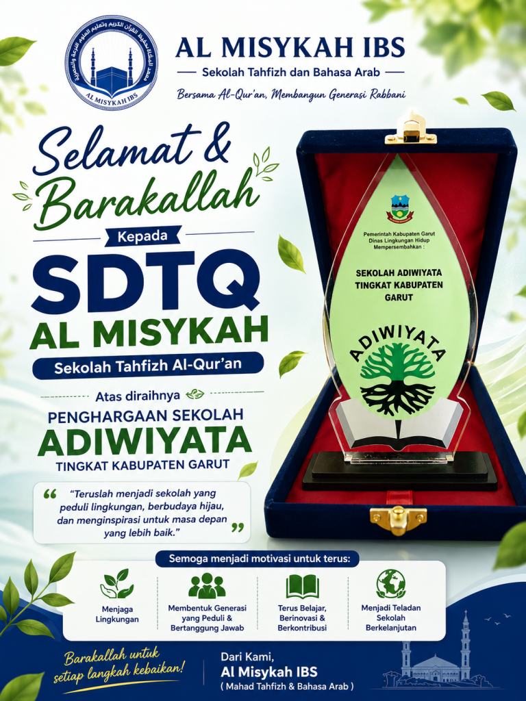 Alhamdulillah, SDTQ Al Misykah Raih Penghargaan Sekolah Adiwiyata Tingkat Kabupaten Garut 2026
